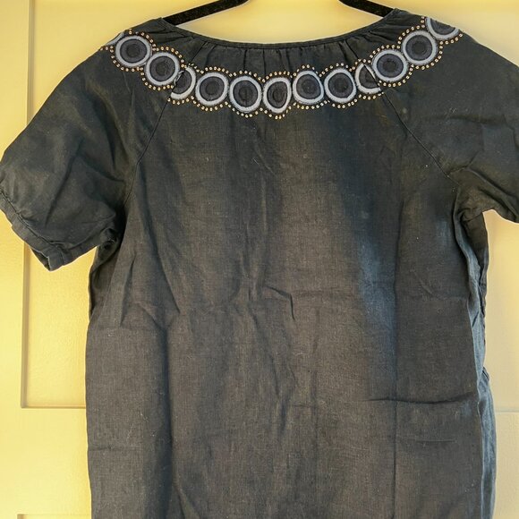J. Crew Navy Blue Cotton Linen Pullover Top Size XS - Picture 3 of 4